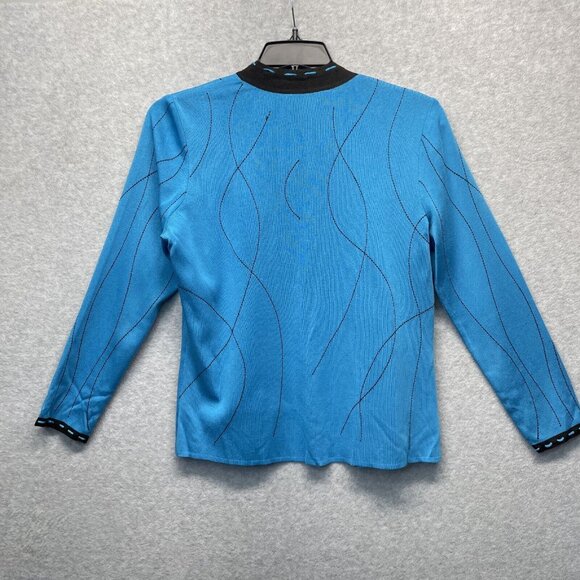 Ming Wang Knit Twin Set Womens Size Small Bright Blue Cardigan Tank Top 2-Piece - Picture 5 of 15